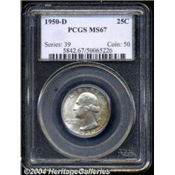 1950-D 25C MS67 PCGS. The multicolored toning