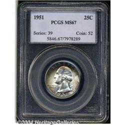 1951 25C MS67 PCGS. Razor-sharp striking