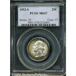 1952-S 25C MS67 PCGS. Deep golden-brown patina