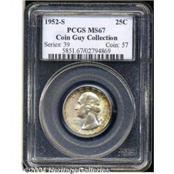 1952-S 25C MS67 PCGS. Ex: Coin Guy Collection.