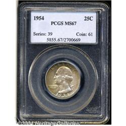 1954 25C MS67 PCGS. Well struck with a rich