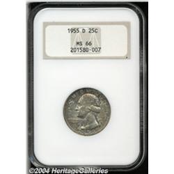 1955-D 25C MS66 NGC. Dusky golden-brown toning