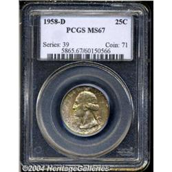 1958-D 25C MS67 PCGS. An array of splendid