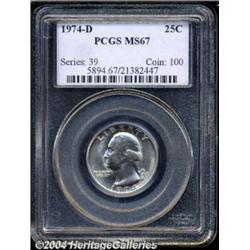 1974-D 25C MS67 PCGS. Very flashy and