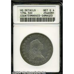 1794 50C--Countermarked, Damaged--ANACS. VG