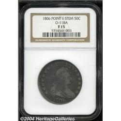 1806 50C Pointed 6, Stem Fine 15 NGC. O-118a,