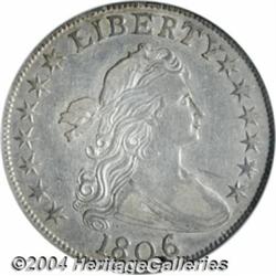 1806 50C Knobbed 6, Small Stars AU50 NGC.