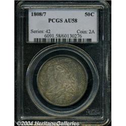 1808/7 50C AU58 PCGS. O-101, R.1. Well struck