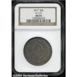 1817 50C AU55 NGC. O-113, R.2. A bold die line