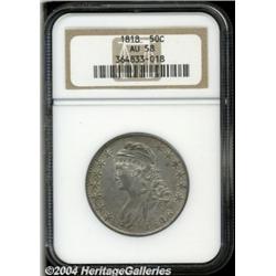 1818 50C AU58 NGC. O-109a, R.1. A die crack