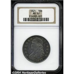 1821 50C MS62 NGC. O-105a, R.1. Rich