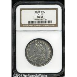 1824 50C MS61 NGC. O-115, R.2. Lilac and tan