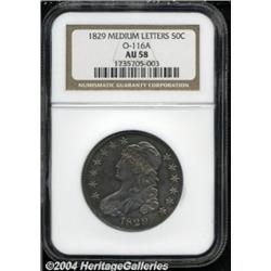 1829 50C AU58 NGC. O-116a, R.4. Golden-brown,