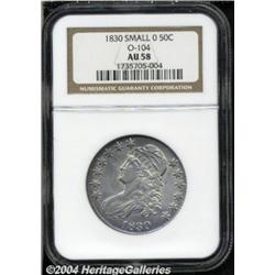 1830 50C Small 0 AU58 NGC. O-104, R.3. Only a