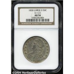 1830 50C Large 0 AU58 NGC. O-123, R.1. Apricot