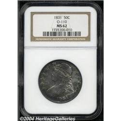 1831 50C MS62 NGC. O-110, R.2. Apple-green,