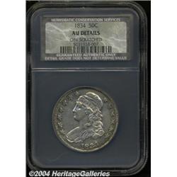 1834 50C Large Date, Small Letters AU Details,