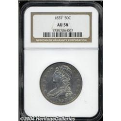 1837 50C AU58 NGC. Moderate, original toning