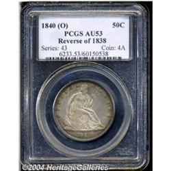 1840 50C Reverse of 1838, Medium Letters AU53