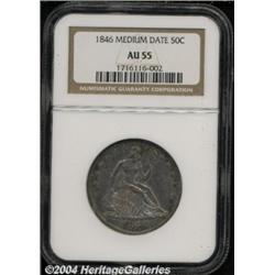1846 50C Medium Date AU55 NGC. WB-102,