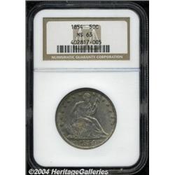 1854 50C Arrows MS63 NGC. Silver-gray patina