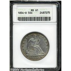 1854-O 50C Arrows MS61 ANACS. Doubled date, 54