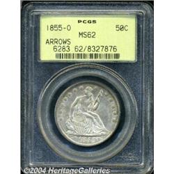 1855-O 50C Arrows MS62 PCGS. Softly struck on