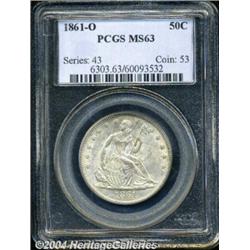 1861-O 50C MS63 PCGS. Despite a mintage of