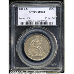 1861-S 50C MS63 PCGS. 1861 is the only Civil