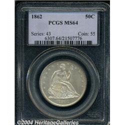 1862 50C MS64 PCGS. A lightly toned and