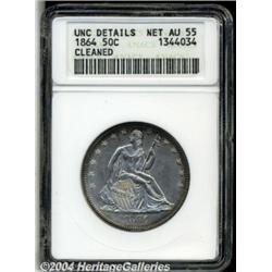 1864 50C--Cleaned--ANACS. Unc Details, Net