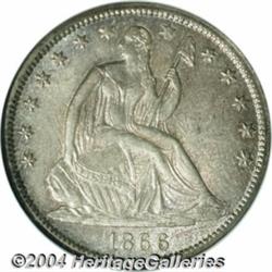 1866-S 50C Motto MS64 NGC. Half Dollar dies