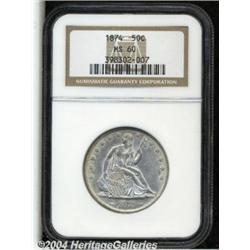 1874 50C Arrows MS60 NGC. WB-101, small