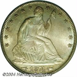 1874 50C Arrows MS65 PCGS. A weight change