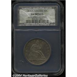 1874-S 50C Arrows AU Details, Improperly