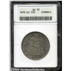 1875-CC 50C AU55 ANACS. Grayish-lavender