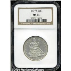 1877-S 50C MS63 NGC. Type Two Reverse. A