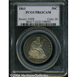 1863 50C PR63 Cameo PCGS. Fully struck with