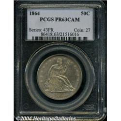 1864 50C PR63 Cameo PCGS. Fully struck with
