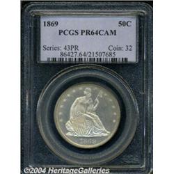 1869 50C PR64 Cameo PCGS. A flashy near-Gem