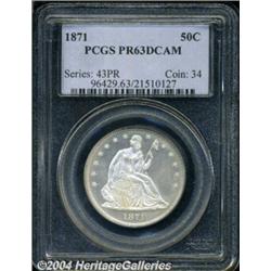 1871 50C PR63 Deep Cameo PCGS. Faint blushes