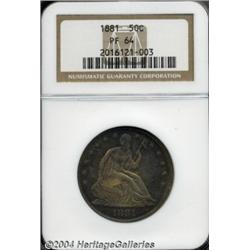 1881 50C PR64 NGC. Beautiful gold patina with