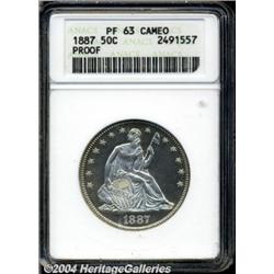 1887 50C PR63 Cameo ANACS. Light gold patina