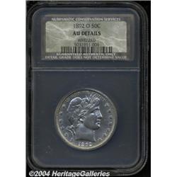 1892-O 50C AU Details, Whizzed, NCS. Untoned