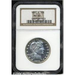1892-S 50C MS62 NGC. A well detailed,
