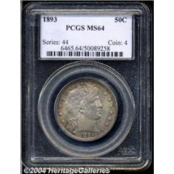 1893 50C MS64 PCGS. A beautifully toned and