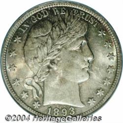 1893 50C MS65 PCGS. Exceptionally lustrous,