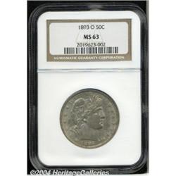 1893-O 50C MS63 NGC. Light gray-gold patina