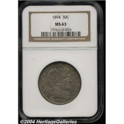 1894 50C MS63 NGC. Well detailed beneath a