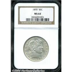 1895 50C MS64 NGC. A sharply struck near-Gem,